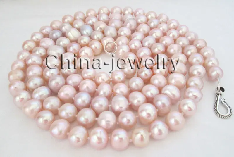 P7660 - 50&quot 9-10mm long strand natural purple freshwater pearl necklace GP | Украшения и аксессуары