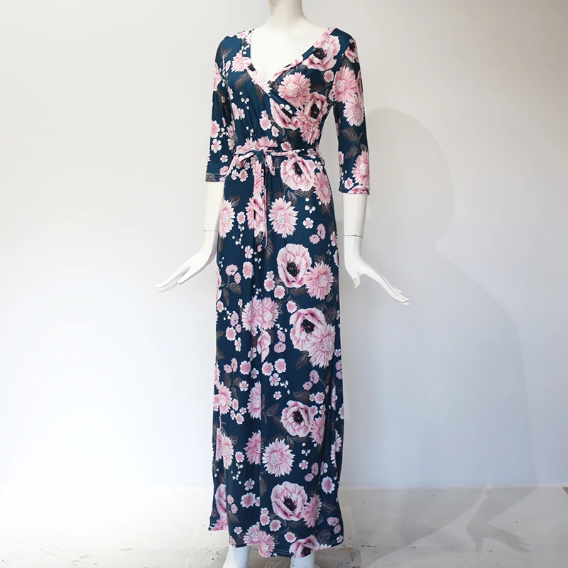 Длинное платье в стиле бохо 2019 с цветочным принтом сексуальные летние платья