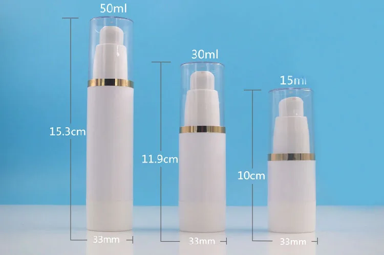 50ml plastic white airless bottle gold line lid serum/lotion/emulsion/liquid foundation/eye essence/sunscreen cosmetic packing | Красота и