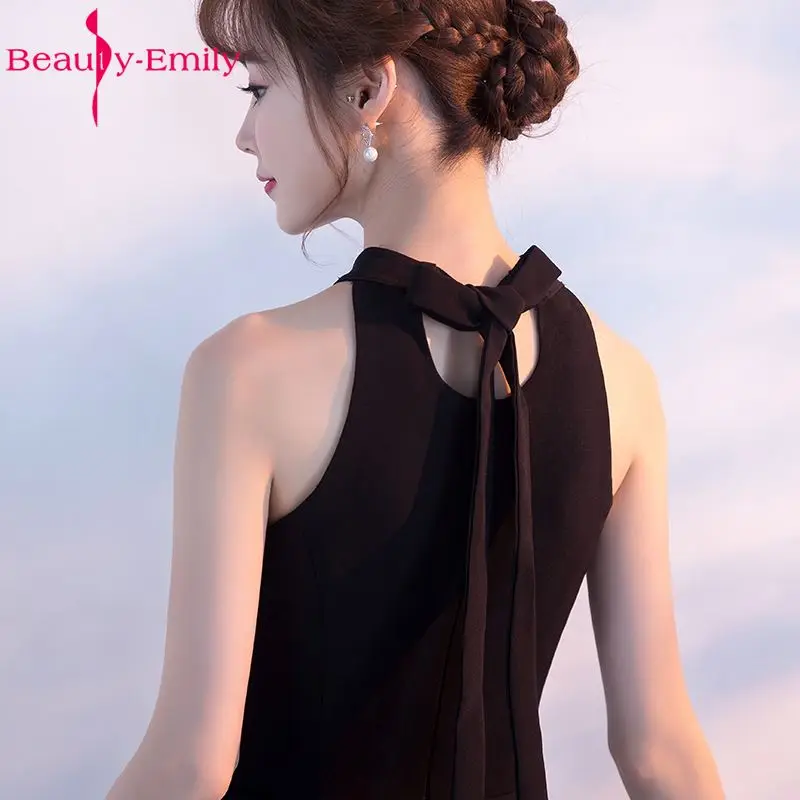Женское Короткое платье трапеция Beauty Emily черное для выпускного вечера вечернее