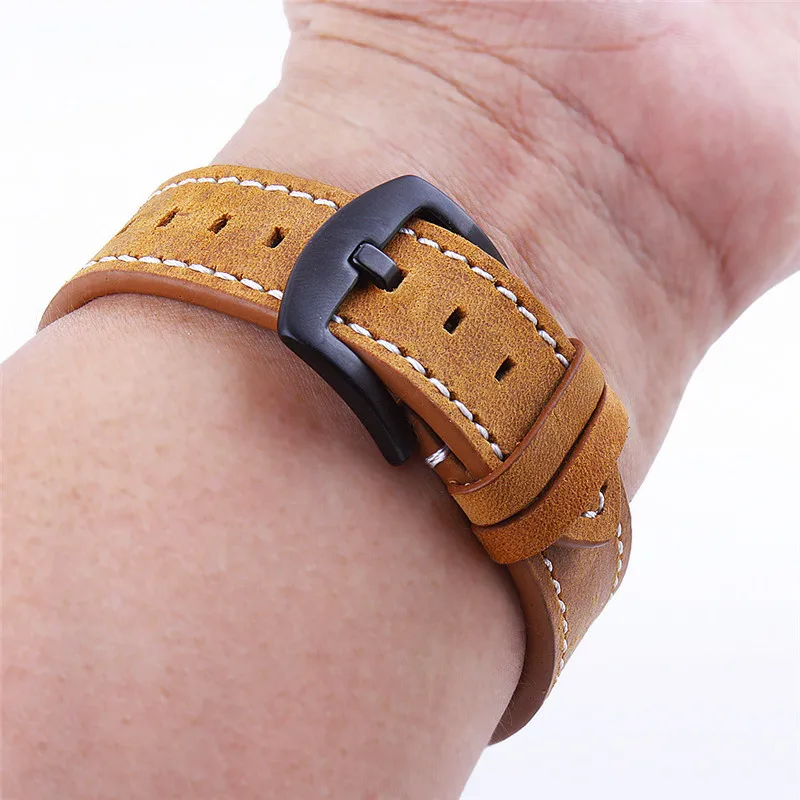 

Handmade Vintage Double sided Genuine Leather Brown Black Watchband 18 20 22mm Quick Release Watch band Steel Buckle Strap