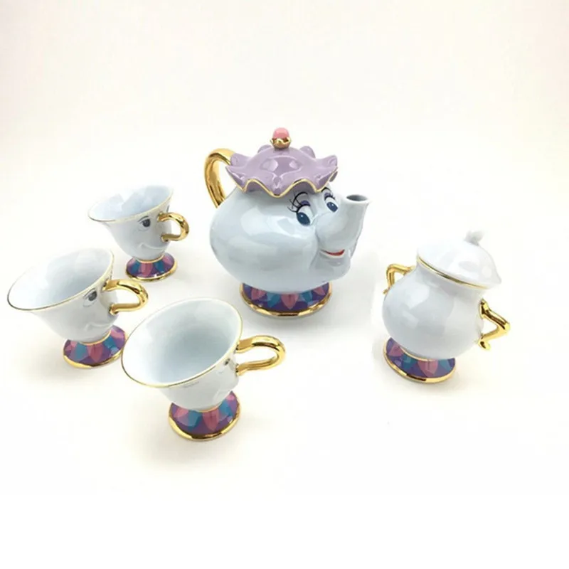 1 Pot 3 Cups 1 Sugar Красота и чудовище чайный сервиз Mrs Potts чип чайный горшок чашка набор прекрасный фарфор кофе Рождественский подарок горшок+ чашка+ сахарница+ когсворт - Цвет: 1 Pot 3 Cups 1 Sugar