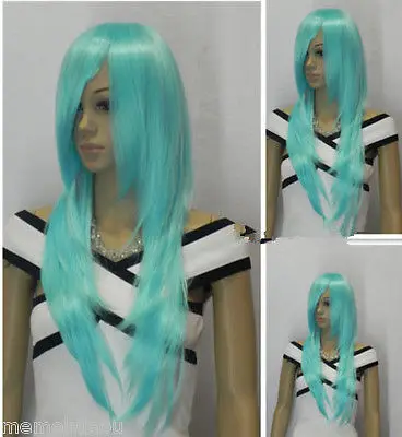 Anti- Alice with long hair wig pale silver blue wa cosplay +fast cap |