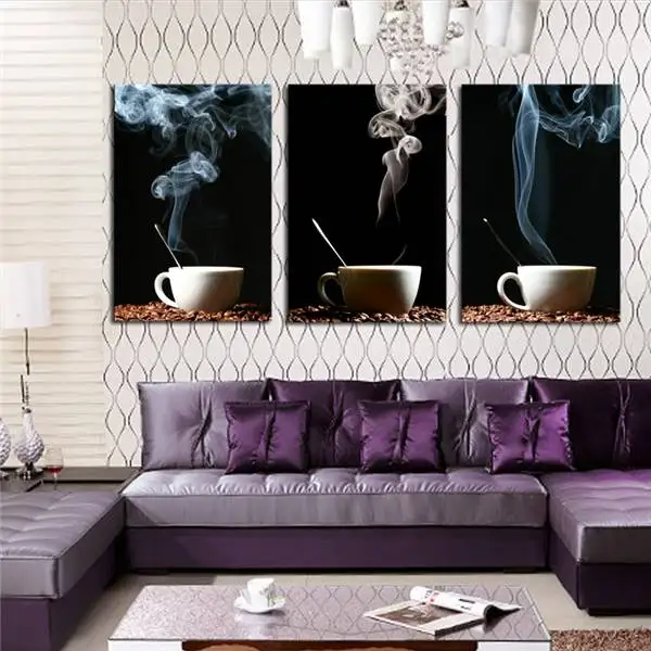 Luxry 3 Панель кофе Wall-Art Картина современная живопись на холсте украшения дома