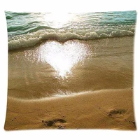 sea sunset wave beach sand love custom cotton polyester soft square zippered cushion throw case pillow case cover 18x18 one s