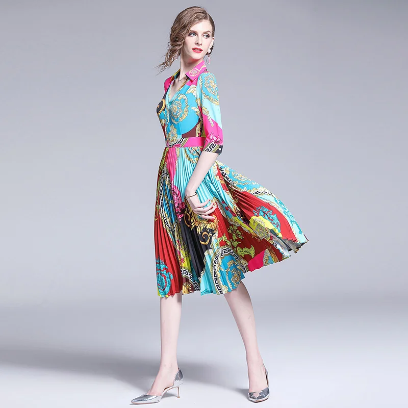 Юбка плиссированная с высокой талией в стиле ретро лето 2019 | Женская одежда