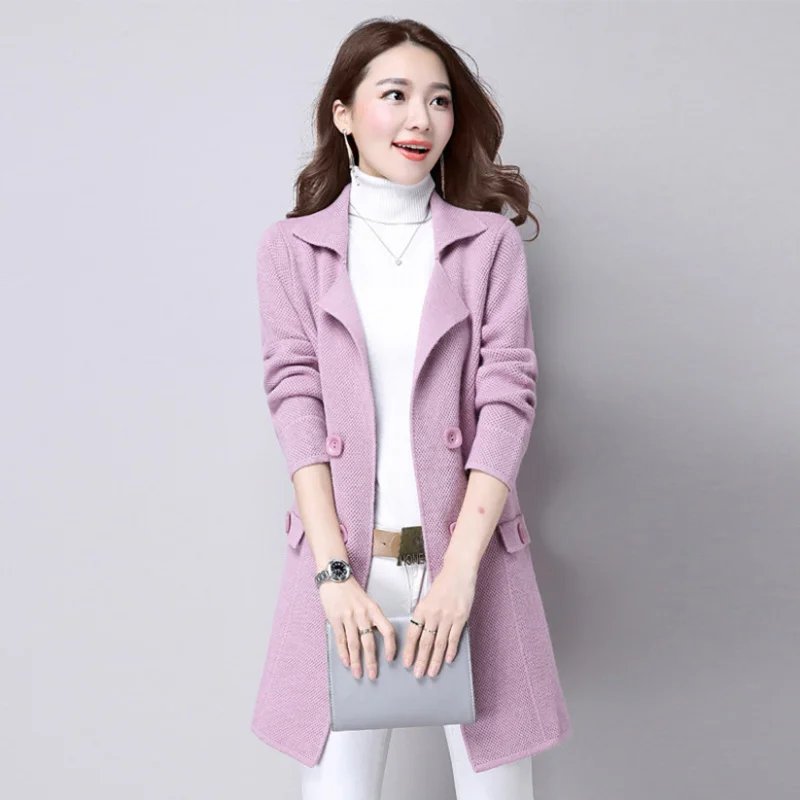New Women Autumn winter/ Sweater 2018 Long Cardigan Korean Slim Pocket Loose Knit Outwear Coat SW522 |