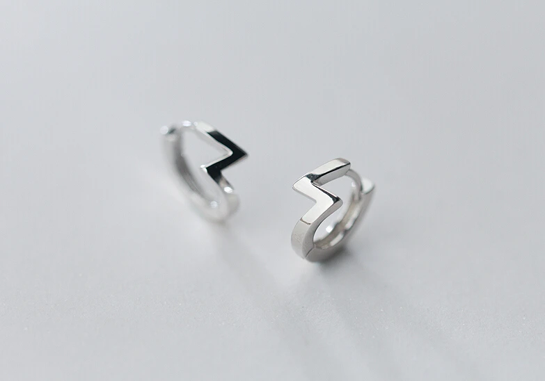 Женские серебряные Простые волнистые серьги кольца в виде молнии|hoop earrings|huggie hoop