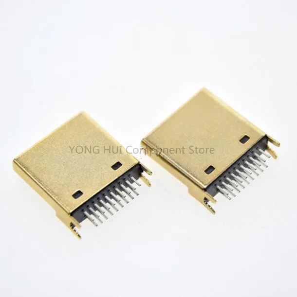 50 шт./лот HDMI Штекерный разъем/Штекерный разъем 19PIN 19P 1 6 мм 180 градусов позолоченный