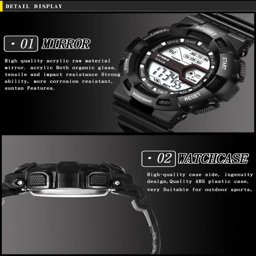 Bblack детские женские модные Кристаллы спортивные часы Многофункциональный студенческий Водонепроницаемый светодиодный цифровой наручные часы с отметкой даты H04195