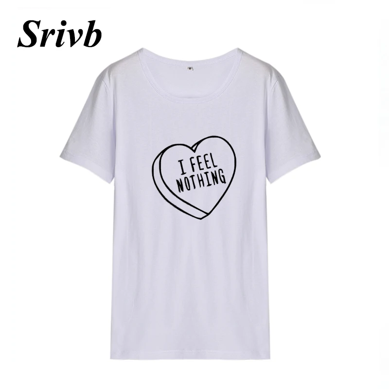Женская футболка в стиле панк рок Srivb I Feel Nothing tumblr хлопковая Футболка с рисунком