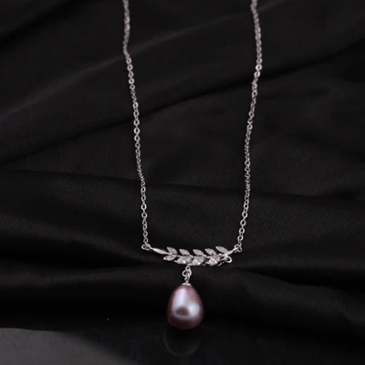 purple necklace MeiBaPJ новинка натуральный пресноводный жемчуг Модный Ювелирный Набор S925 Серебряный кулон и серьги хорошее свадебное ювелирное изделие для женщин - Цвет камня: purple necklace