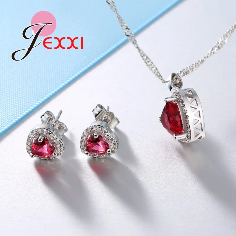 Комплект из колье серёг и кольца серебра 925 пробы|jewelry sets|set redset |