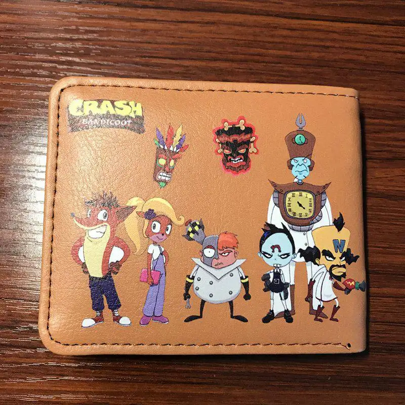 Новая игра Crash Bandicoot двойной кошелек аниме мультфильм короткий кошелек фото держатель для карт кошелек комиксы вентиляторы подарок