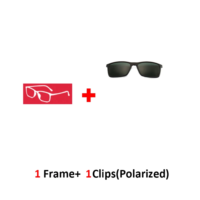 1frame 1clips Multiclip очки рамки клип на магнитные солнцезащитные очки для мужчин женщин поляризованные солнцезащитные очки квадратный Защита от солнца рецепт 8806 - Цвет линз: 1frame 1clips