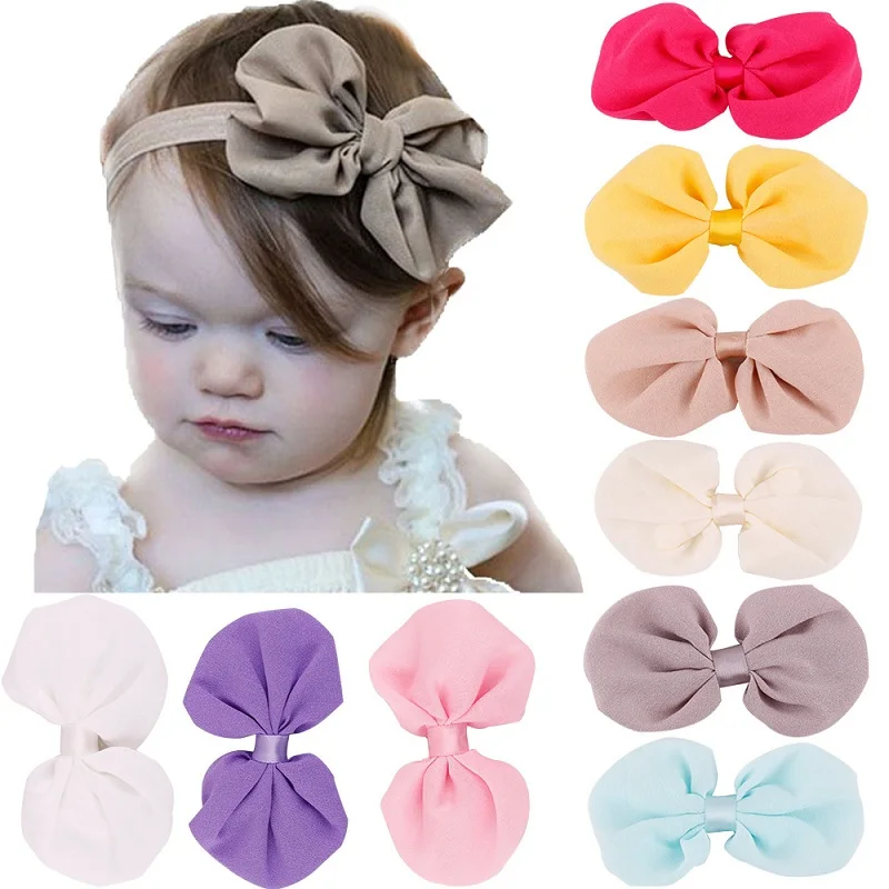 Детская однотонная повязка на голову с бантом бабочкой|headwear|headwear baby |