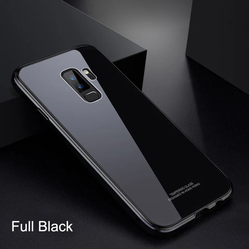 Роскошный Жесткий стеклянный чехол для телефона samsung Galaxy S9 S9 Plus S9+ металлический бампер+ покрытие PC Edge чехол для samsung S9Plus