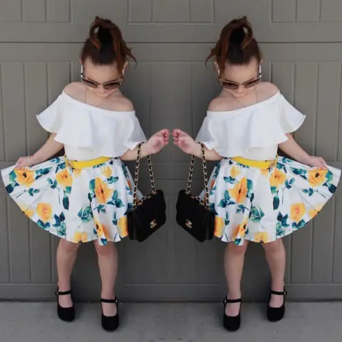 Новинка 2018 детская одежда принцессы для девочек белая футболка с открытыми