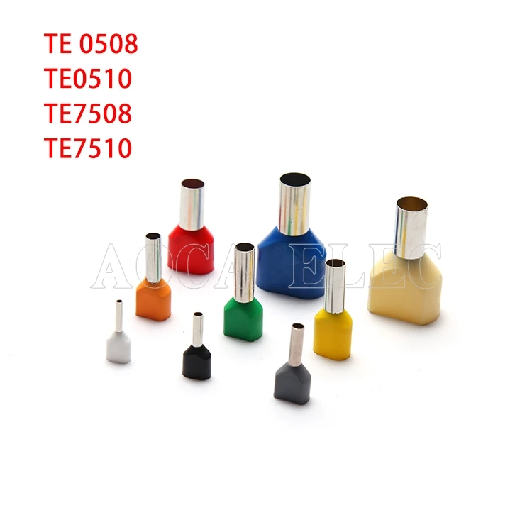 100 шт. TE0508 TE0510 TE7508 TE7510 тип двойной проволочной трубки предварительно изолированная концевая головка холодного отжима терминал два 0,75 квадратных