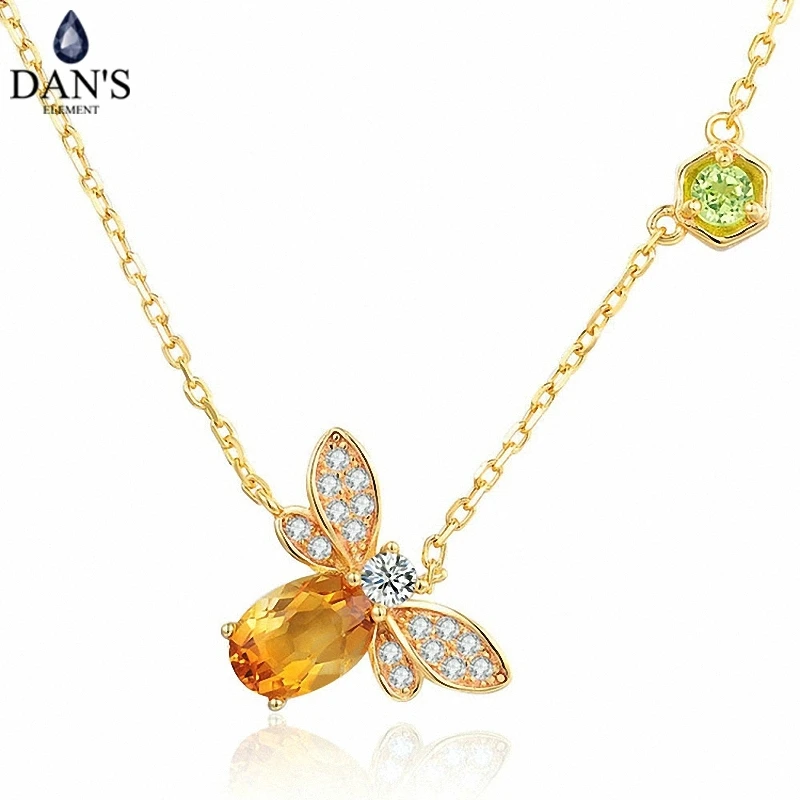 DAN'S ELEMENT Bee 5x7 мм 1 карат 100% натуральный цитрин Стерлинговое Серебро 925 пробы