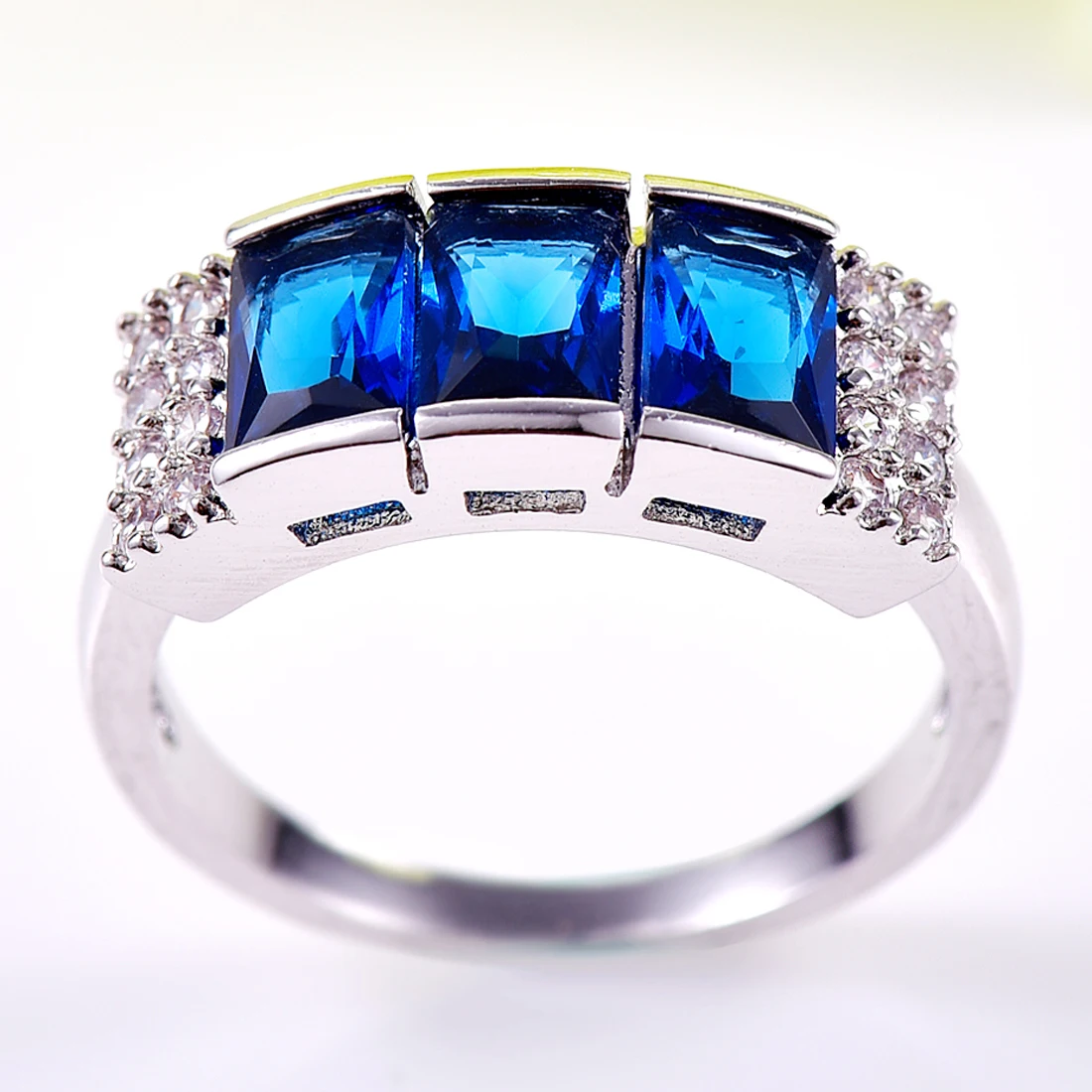 Модные синие Ring женщин модные Циркон Promise кольцо Набор для обручальное ювелирных