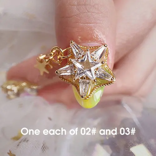 5 шт. Роскошные ногтей Книги по искусству jewelry циркон Звезда кадр ногтей Книги по искусству высокого класса ногтей магазин индивидуальные Сплав Подвеска цепи DIY nail фитинги - Цвет: 02 and 03 5pcs