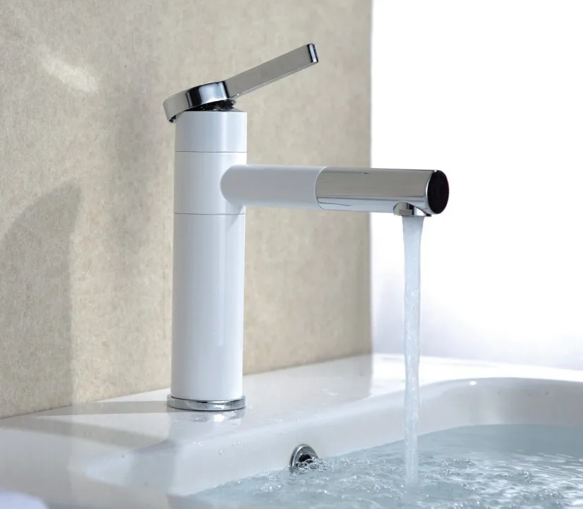 

white color basin tap Brass white faucet Bathroom Sink Lavatory Basin Faucet / white color mixer tap BF001