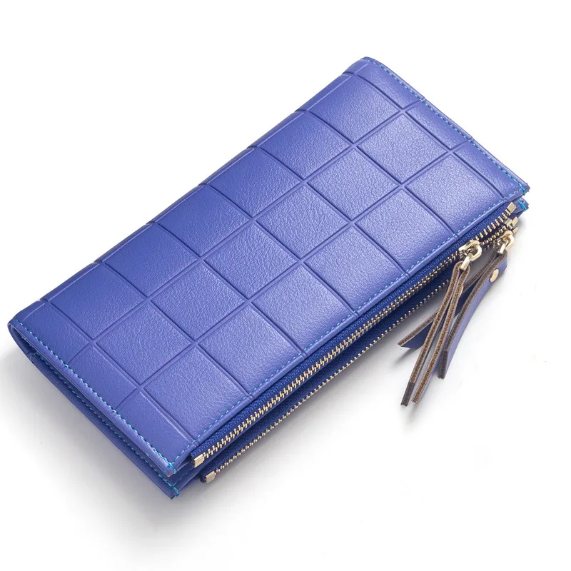 New Women's Zipper Wallets PU Leather Ladies grid Purses Lady Coin Pocket Red Long Wallet Female Clutch Bag For Women Gift NY138 | Багаж и