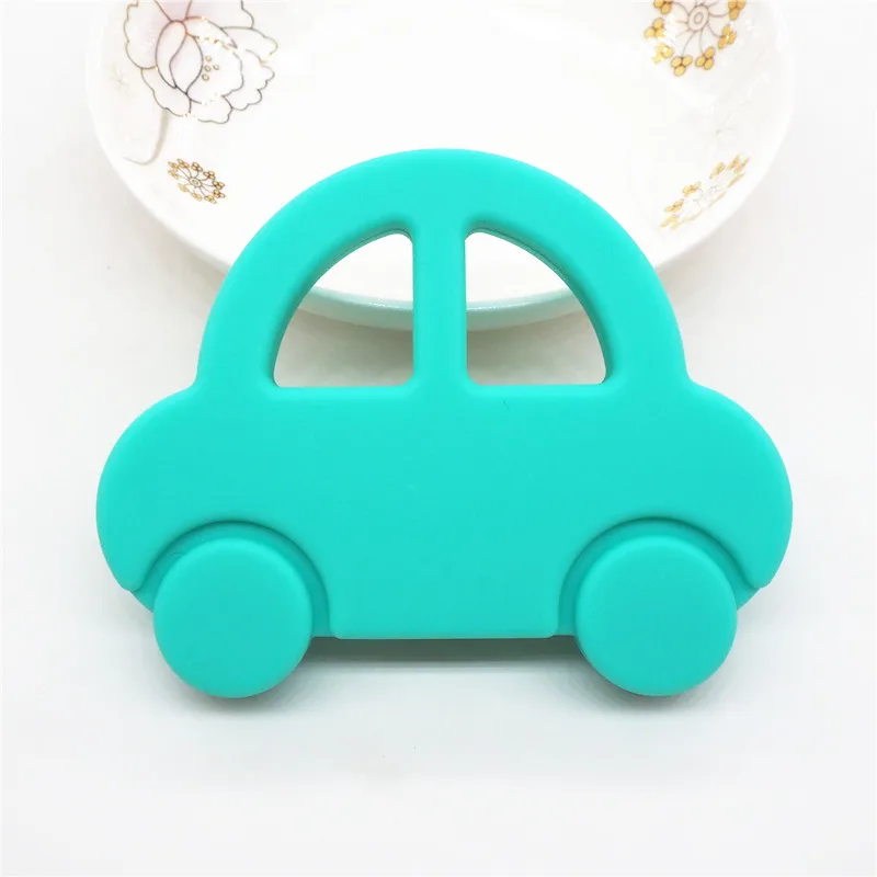 Turquoise Chengkai 2 шт BPA Бесплатно Силиконовый Прорезыватель Автомобиль DIY детский душ мультфильм пустышка Прорезыватель зубов кулон уход сенсорная Ювелирная игрушка - Цвет: Turquoise