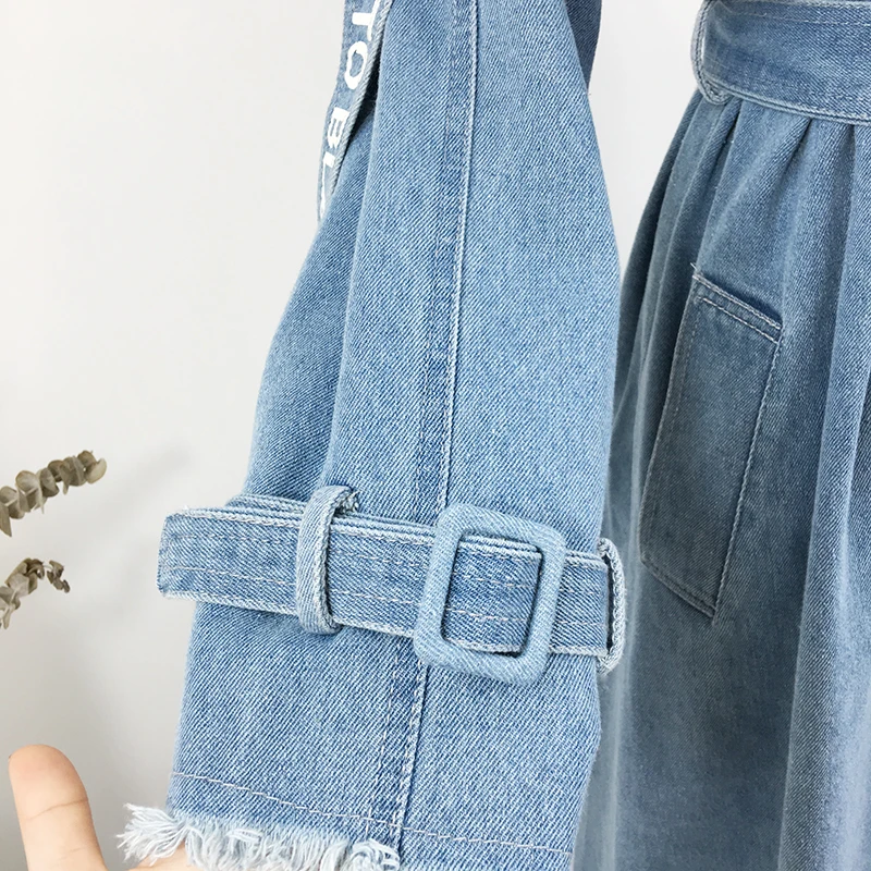 2019 New Fashion Spring Autumn Women's Trench Double Breasted Denim Turn-down Collar Full Sleeve Casual Women Windbreaker TR12 | Женская