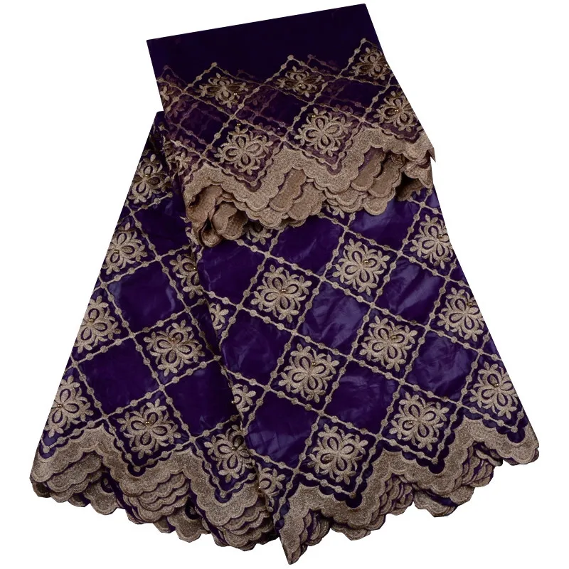 Последний 2018 Африканский Базен Riche кружевной ткани с бисером для шитья вышитые