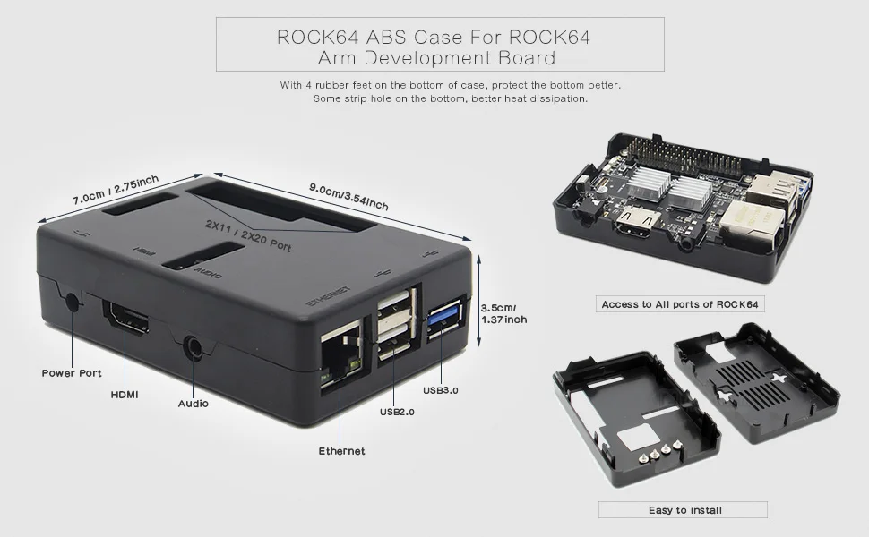 ABS чехол Корпус для ROCK64 Arm макетная плата