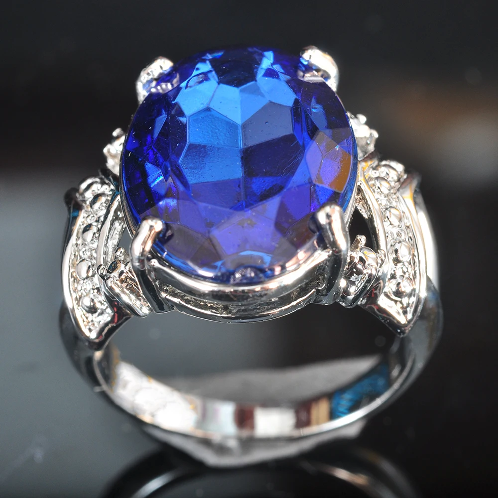 Новое Осеннее животное лев стиль с темно синий Цирконий посеребренное кольцо