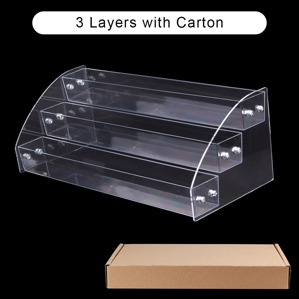 3 Layers with Carton 1-7 ярусов, прозрачный акриловый держатель для лака для ногтей, подставка для косметики, чехол, оборудование для дизайна ногтей, инструменты для хранения, органайзер для макияжа - Цвет: 3 Layers with Carton
