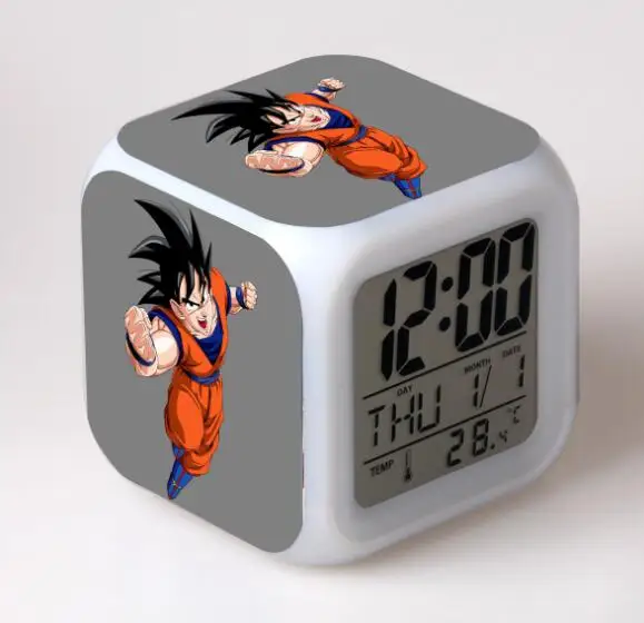 Цвет: желтый Мультфильм Dragon Ball игрушки Детский будильник светодио дный Цвет изменение цифровые часы регистрации Ночь Wake Up Light светящиеся электронный Reveil - Цвет: Цвет: желтый