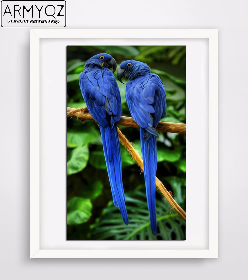 ARMYQZ Needlework diy diamond painting cross stitch kits full resin round embroidery Mosaic Home Decor animal parrots | Дом и сад