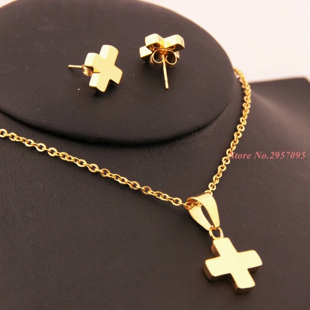 Золотой крест ожерелье из нержавеющей стали Женская цепочка ювелирные изделия
