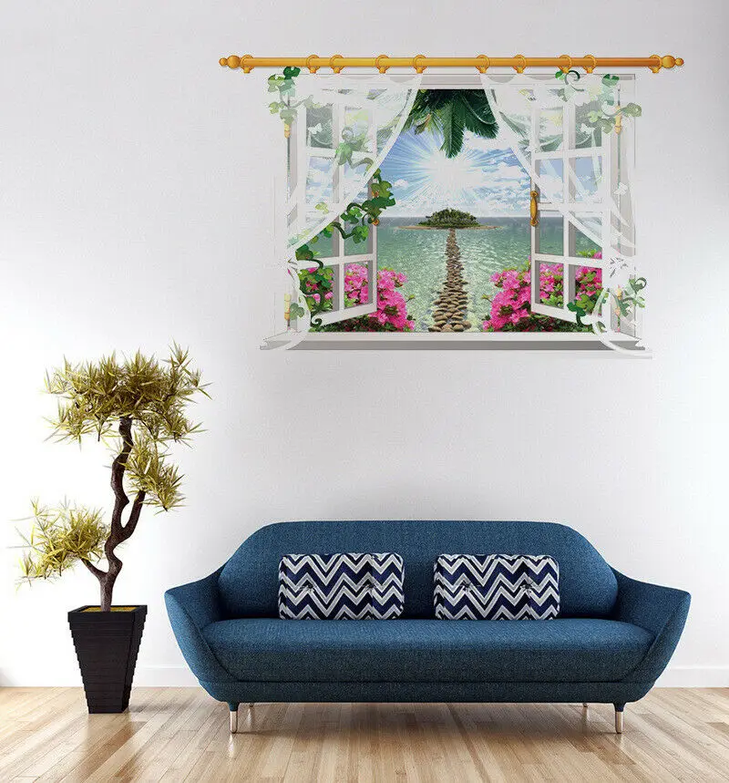 3d наклейка на стену солнечное окно съемная водостойкая Наклейка из ПВХ украшение