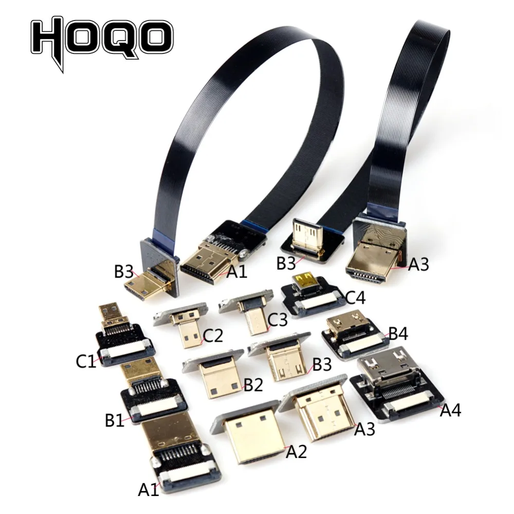 Плоский кабель FPV HDMI с углом обзора 90 градусов Micro к Mini hdmi FPC плоский ffc для