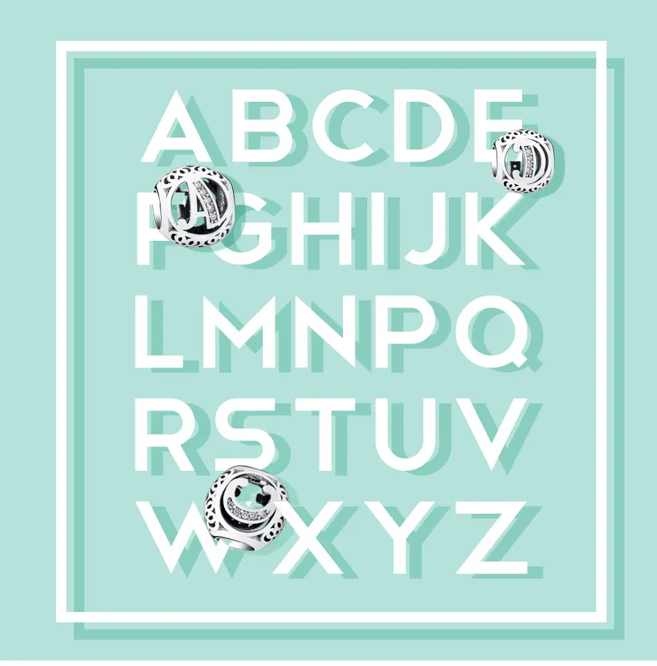 Подлинный eleshe, 925 пробы, серебряный, винтажный, от А до Я, алфавит, буквы, бусины, подходят к оригиналу Pandora, очаровательный браслет, браслет, сделай сам, ювелирное изделие
