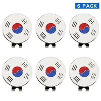 pack of 6 pcs golf ball mark plus magnetic golf hat clip golf marker korea flag design drop ship