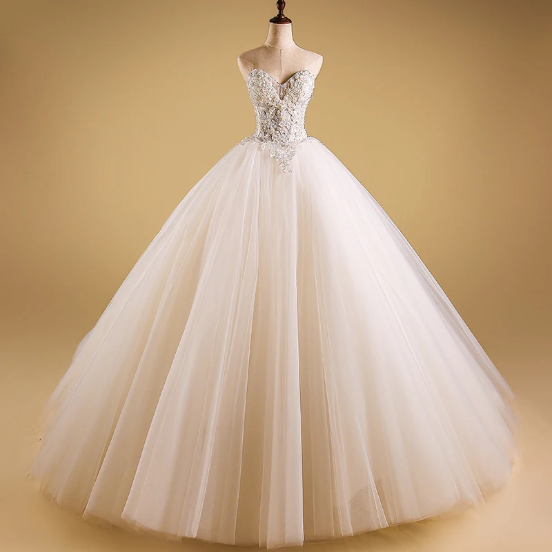 Роскошный Bling без бретелек Свадебные платья корсет легкий лиф свадебные бальные