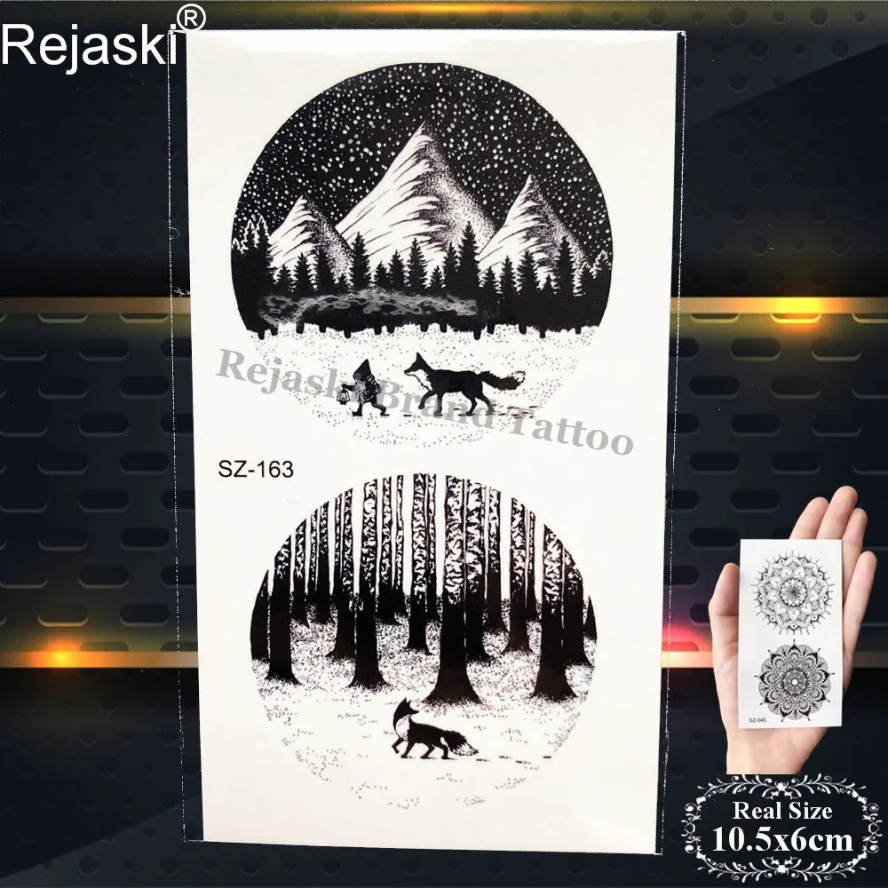 Черная Геометрическая популярная временная татуировка Rejaski Мужская модная