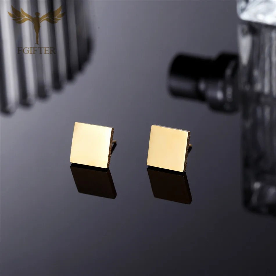 Wholesale Simple Earrings Gold Square Stud Earring For Women Stainless Steel Jewelry Gouden Oorbellen | Украшения и аксессуары