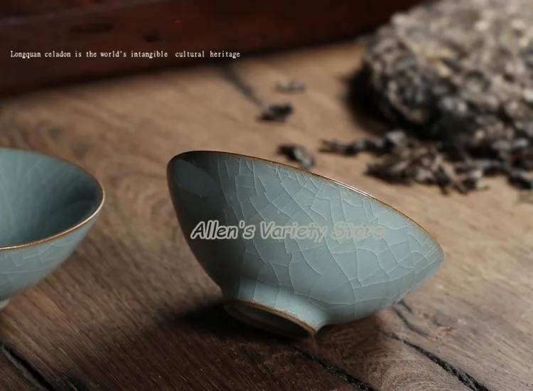 2 шт. 65 мл фарфоровая чашка Китайский Longquan Celadon чайные чашки чаша Китай Celadon Crackle чайная чашка чашки Золотая Рыба чайный набор наборы