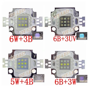 Новинка, 5 шт. 10 Вт квадратный актиничный Гибридный холодный белый 10000 К + королевский синий 450nmУФ 395nm высокое Мощность светодиодный светильник лампы растения растут