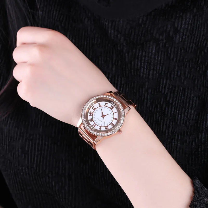 Роскошные розовое золото из нержавеющей стали женские часы Модные Повседневные