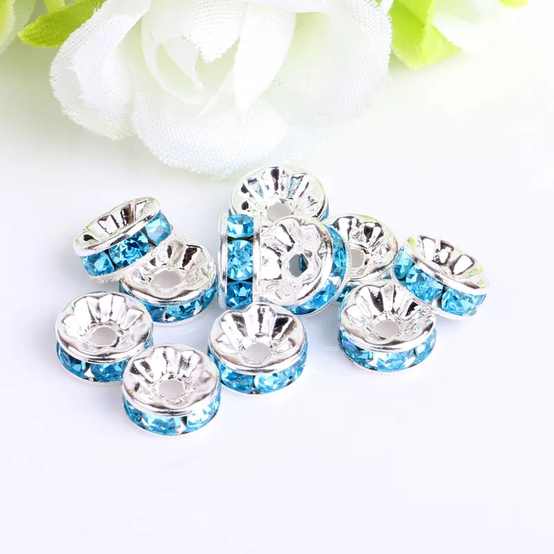 Kwoi Vita Retail Charm Round Chunky Crystal Rhinestone Rondelles Spacer Beads for Jewelry Findings Making 200pcs 6mm 8mm 10mm | Украшения и