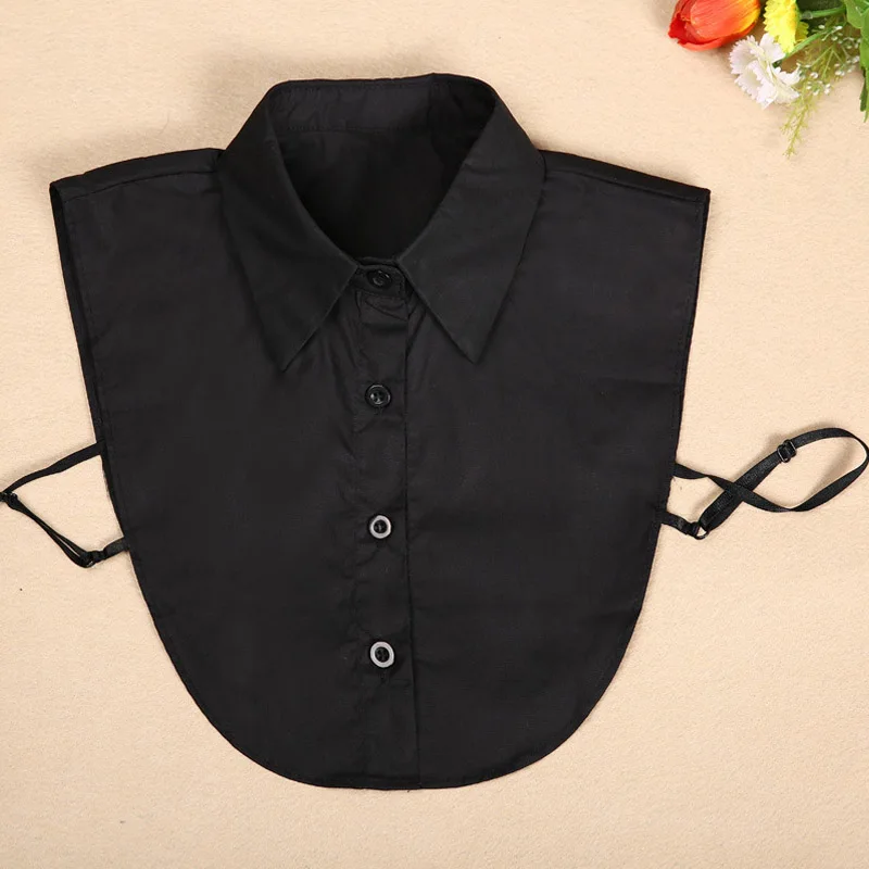 1Pcs Women Solid Color Shirt Cotton Lace False Collars White &amp Black Blouse Spring Summer Vintage Detachable Clothes Accessories |