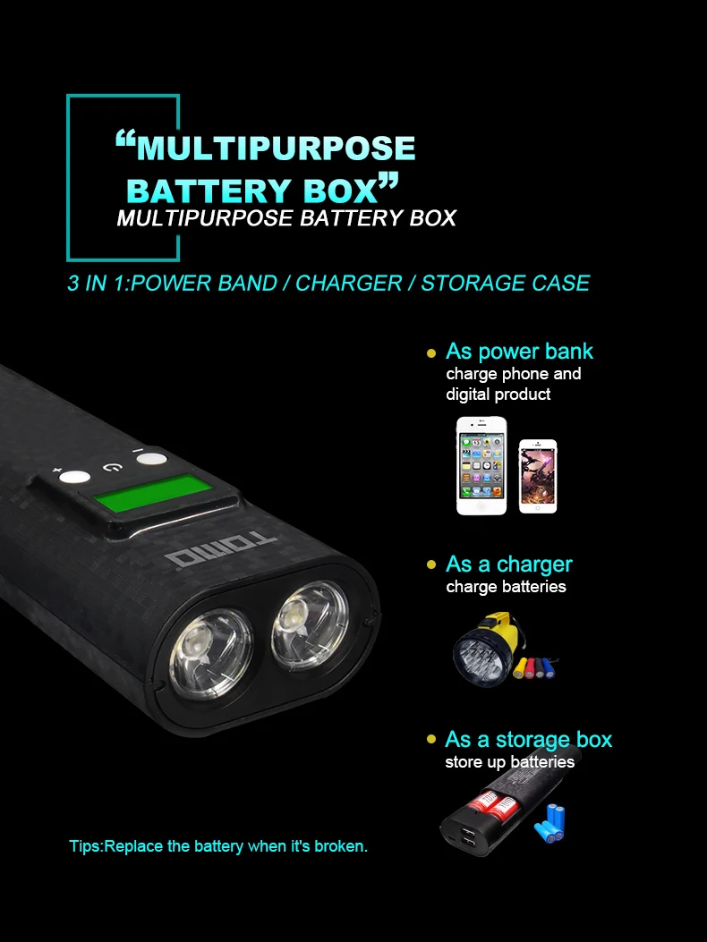 TOMO Smart power charger фонарик Функция power Bank чехол 2x18650 зарядное устройство портативное зарядное устройство для телефона зарядное устройство